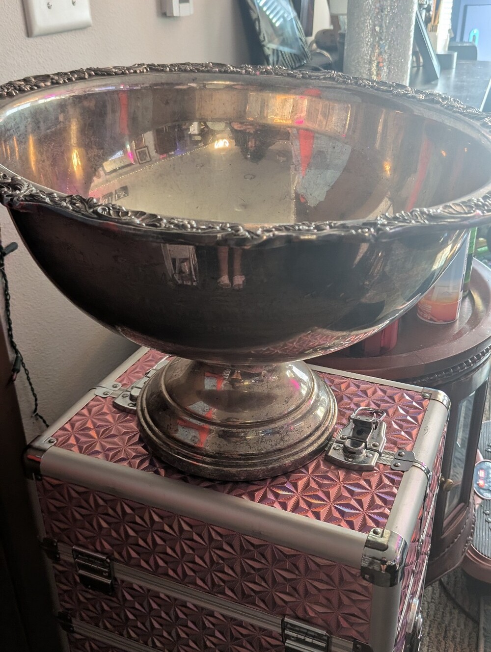 Huge Sterling Silver-Plated Punch bowl